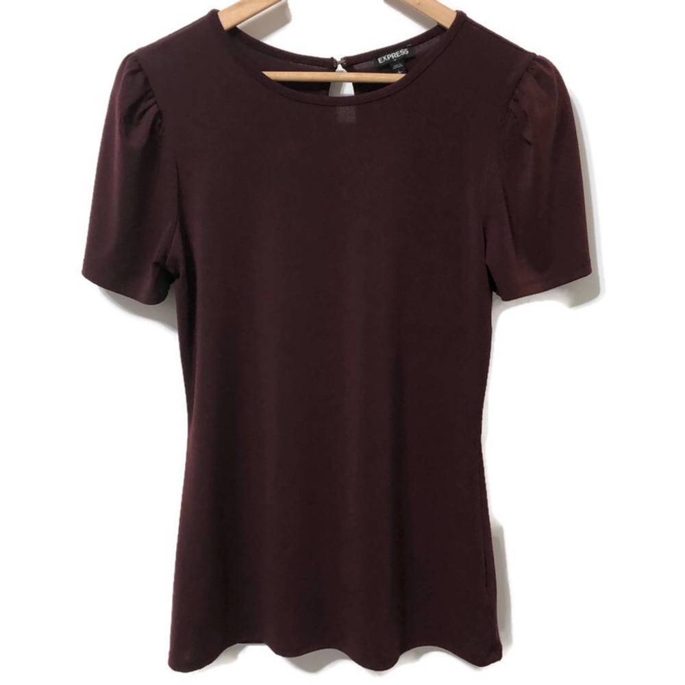 EXPRESS | Maroon Puff Sleeve Blouse | Size L